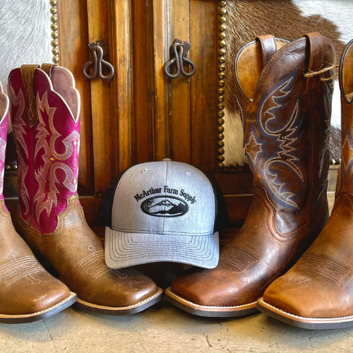 Two pair of boots and a hat