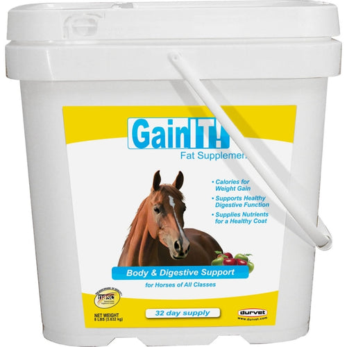 DURVET GAIN IT FAT SUPPLEMENT EQUINE (8 LB-32 DAY, APPLE)